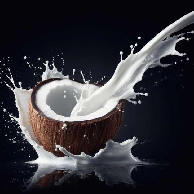 cocco e splash isolati su nero