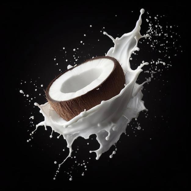 cocco e splash isolati su nero