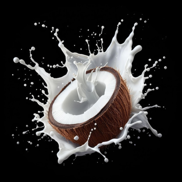 cocco e splash isolati su nero