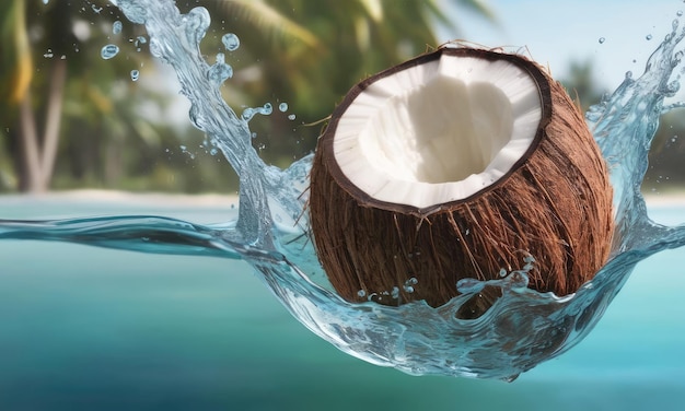 Cocco negli spruzzi d'acqua