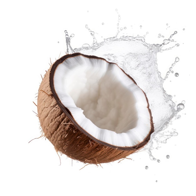 Cocco succoso galleggiante isolato su sfondo bianco