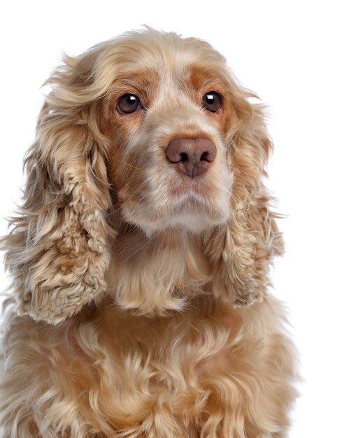 Cocker spaniel inglese isolato su bianco