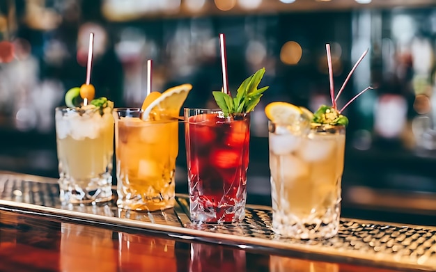 Cocktail alcoliche al bancone di un pub o di un ristorante