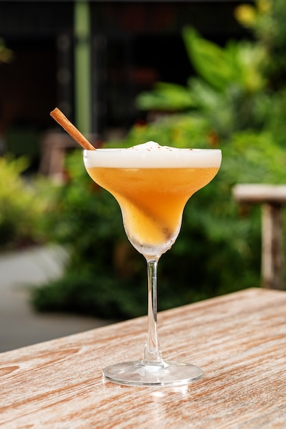 Cocktail alcolico di frutta con una stecca di cannella