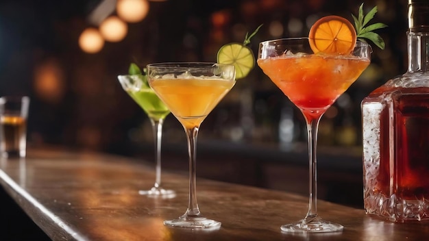 Cocktail alcolico sullo sfondo del bar