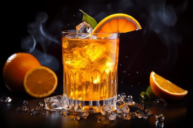 Cocktail all'arancia con ghiaccio e ciambelle d'arancia