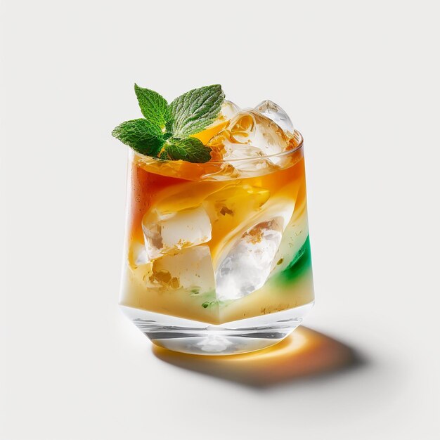 Cocktail all'arancia con ghiaccio primo piano isolato con sfondo IA generativa