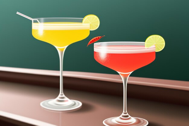 Cocktail bevanda colorata percezione visiva bella carta da parati romantica sfondo illustrazione