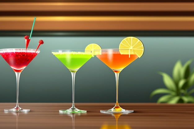 Cocktail bevanda colorata percezione visiva bella carta da parati romantica sfondo illustrazione