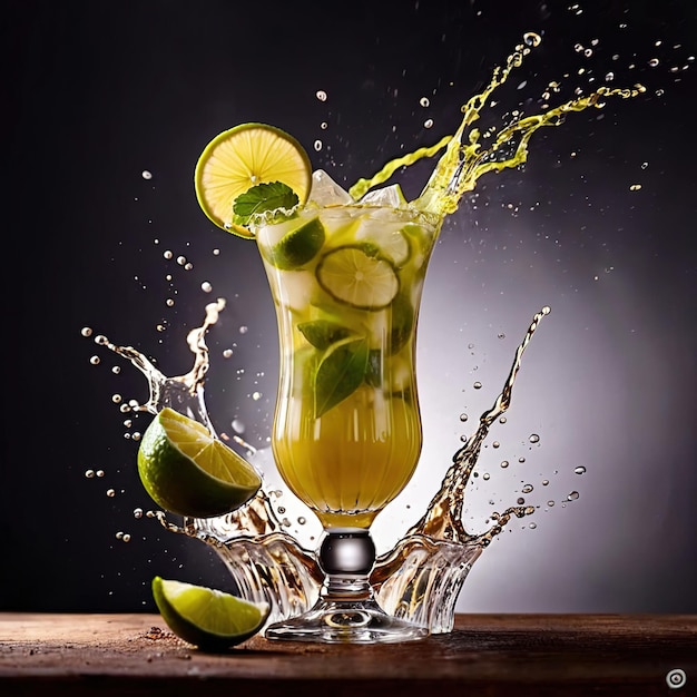 Cocktail di Caiprinha, bevanda alcolica mista servita in bicchiere