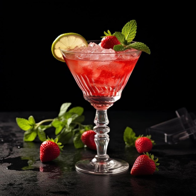 cocktail di fragole fredde estive mojit