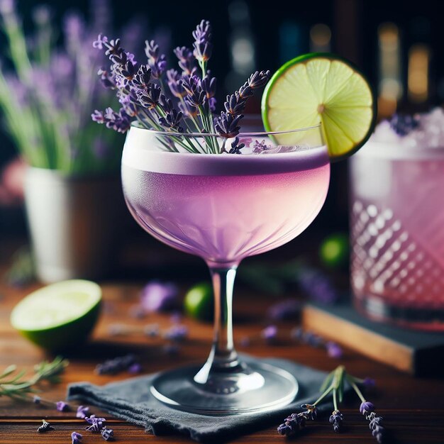 Cocktail di guarnizione di lavanda ai generato