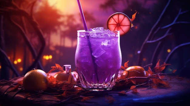 Cocktail di Halloween sfondo di vendita di viola a luna grande