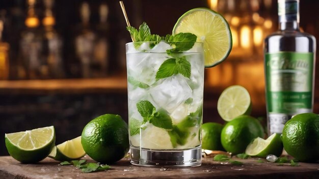 Cocktail di lusso vodka lime mojito con ghiaccio