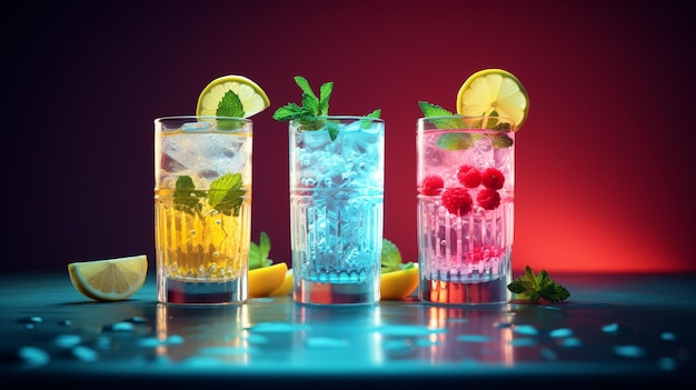cocktail di menta e frutta a colori vivaci