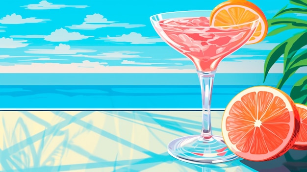 cocktail e bicchiere rosso con limone