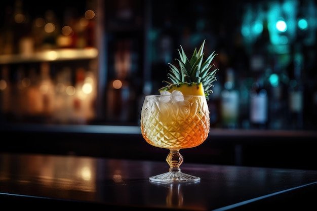 Cocktail esotici brillano in un bar sofisticato Mixologist esperto sullo sfondo IA generativa