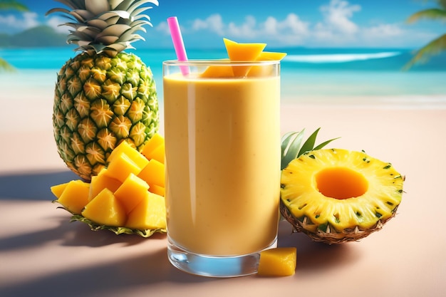 cocktail estivo fresco ananas mango cocco frullato bevanda