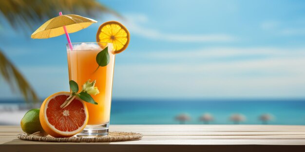 cocktail estivo rinfrescante per la spiaggia IA generativa