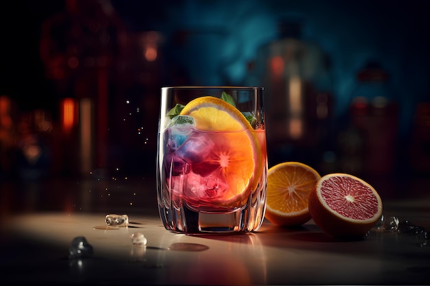 Cocktail fotografico commerciale promozionale con agrumi