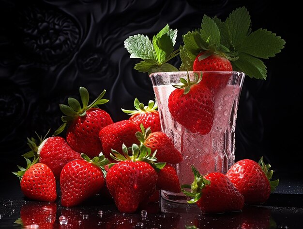 Cocktail fotorealistico al Prosecco con indulgenza alla fragola