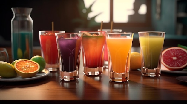 Cocktail freschi e bevande a base di succhi tropicali Generative ai