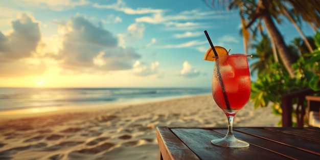 Cocktail freschi sulla spiaggia AI generativa