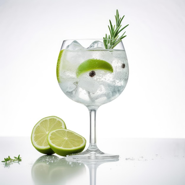 Cocktail gin tonic freddo con lime fresco