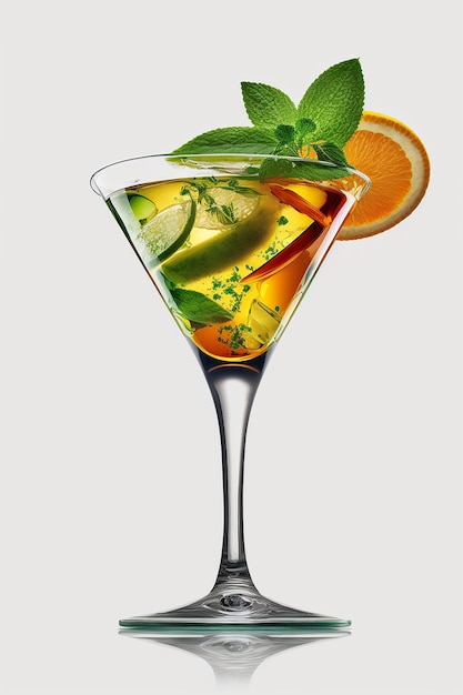 Cocktail isolato su sfondo bianco IA generativa