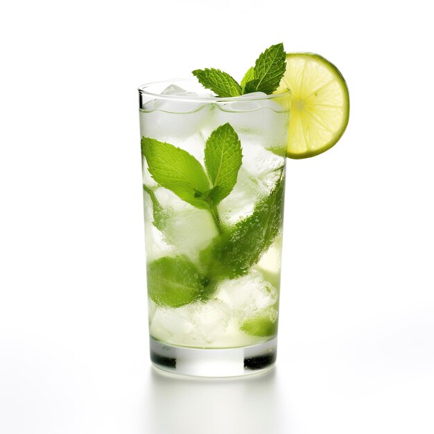 Cocktail Mojito su sfondo bianco