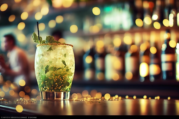 Cocktail Mojito sullo sfondo del bar Rete neurale generata dall'intelligenza artificiale