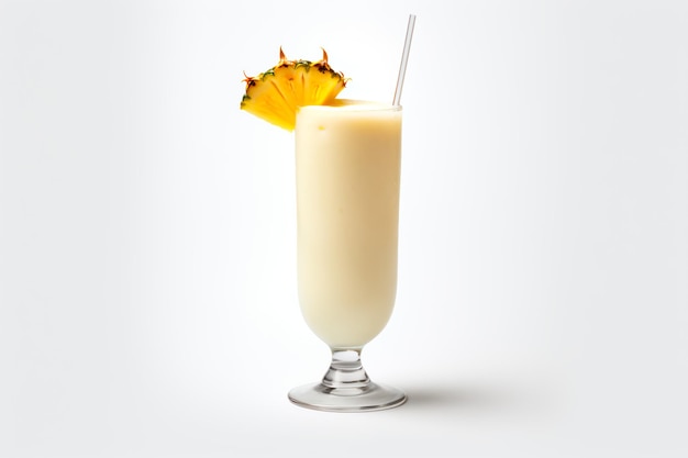 Cocktail Pina Colada su sfondo bianco isolato Bevanda alcolica estiva generata dall'intelligenza artificiale