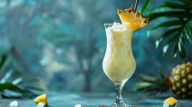 Cocktail Pinacolada con un bellissimo sfondo