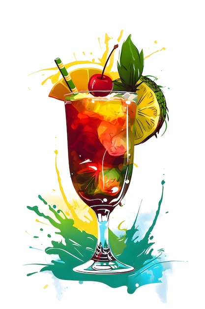 Cocktail rinfrescante estivo tropicale con frutta Generative AI 2