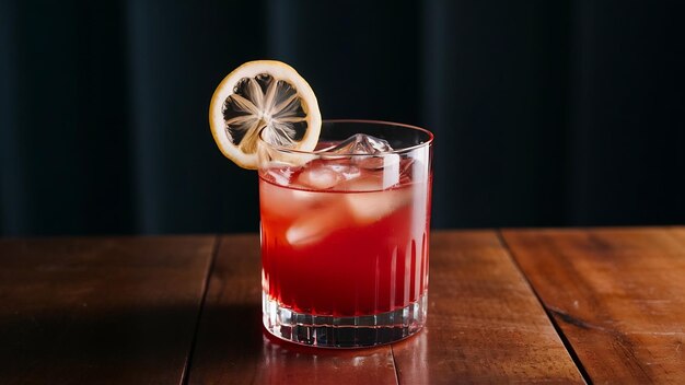 Cocktail rosso con fetta di limone