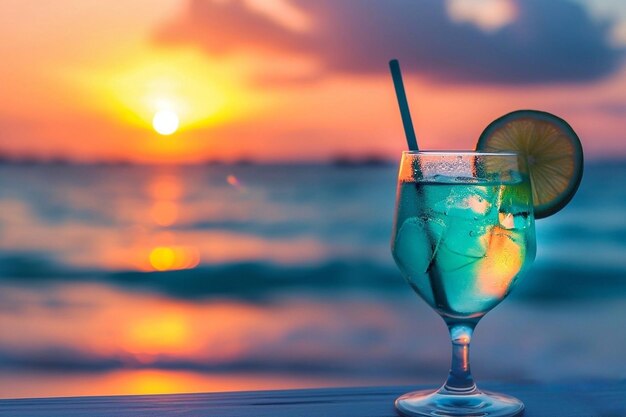 Cocktail sulla spiaggia al tramonto