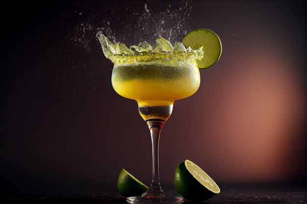 Cocktail verde con calce IA generativa