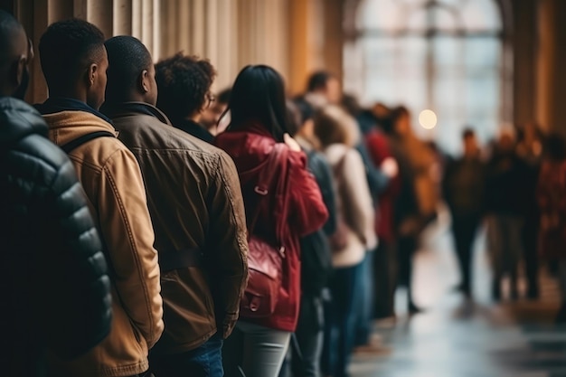 Coda di persone nella mostra del museo