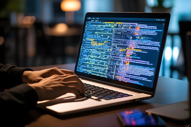 Coder Profesional Pemrograman di JavaScript Python C Pengaturan Meja Coding Modern