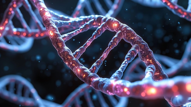 Codice a spirale DNA luminoso Struttura a doppia elica IA generativa