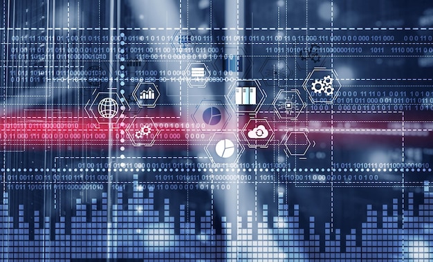 Codice binario Informazioni ICT e tecnologia delle telecomunicazioni e concetti di Internet of Things IOT