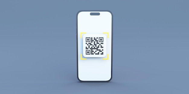 codice qr su sfondo nero rendering 3D