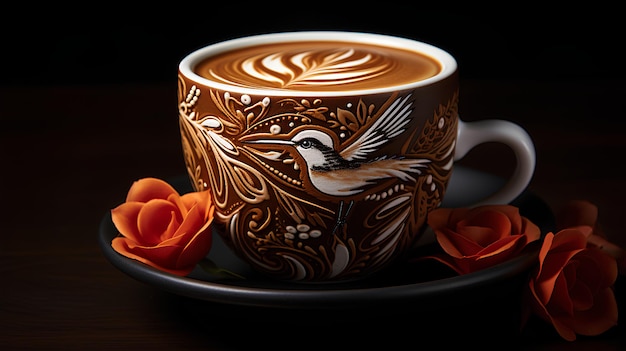 Coffee Art Colibri stilizzazione artistica