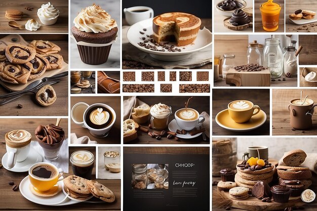 Coffee Shop Concept Photo Collage Può essere utilizzato per visualizzare stand display brochure volantini