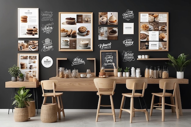Coffee Shop Concept Photo Collage Può essere utilizzato per visualizzare stand display brochure volantini