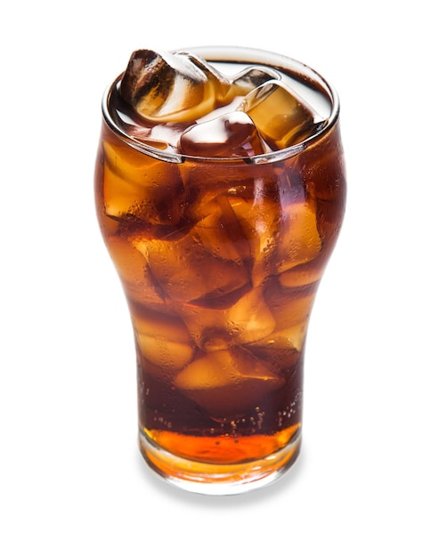 Cola Con Cubetti Di Ghiaccio In Vetro