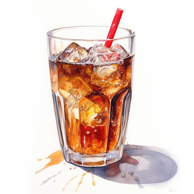 Cola illustrazione dell'acquerello ai generativa