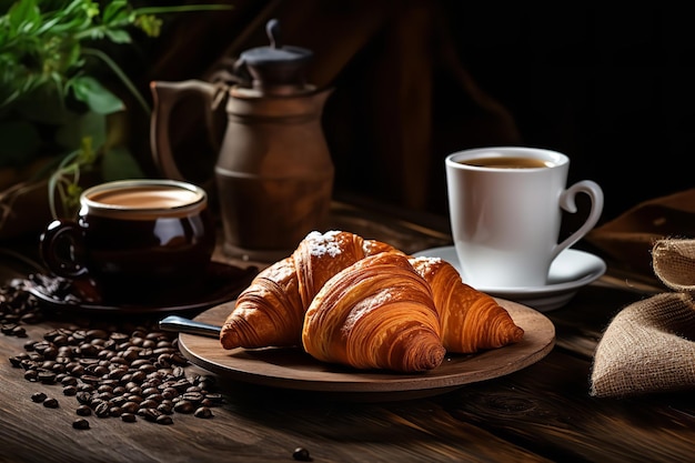 colazione con caffè e cornetti freschi