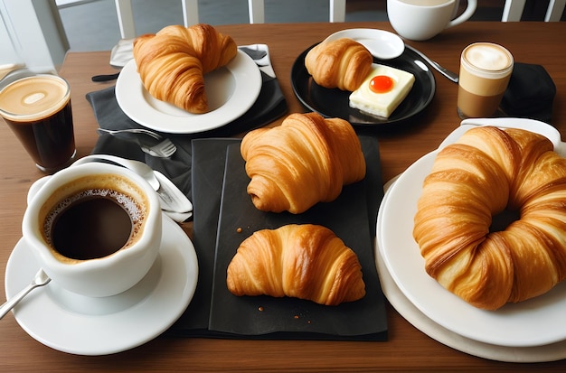 colazione con caffè e cornetto fresco