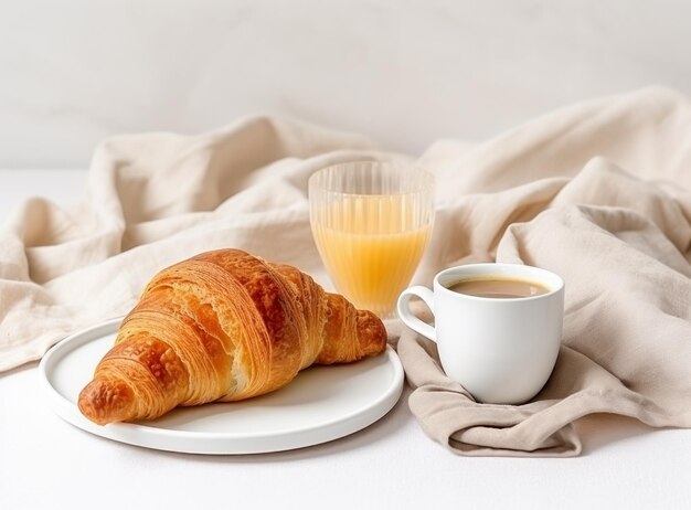 Colazione con caffè e croissant